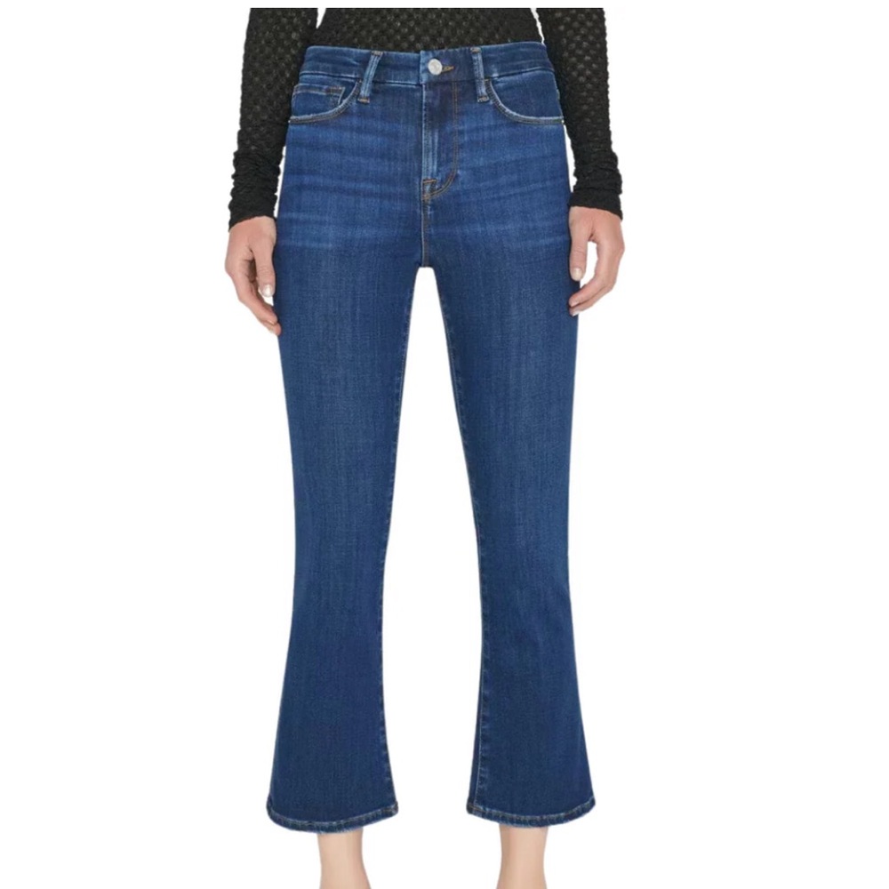 FRAME Le Crop Mini Boot Jeans Blue High Rise Crop Denim